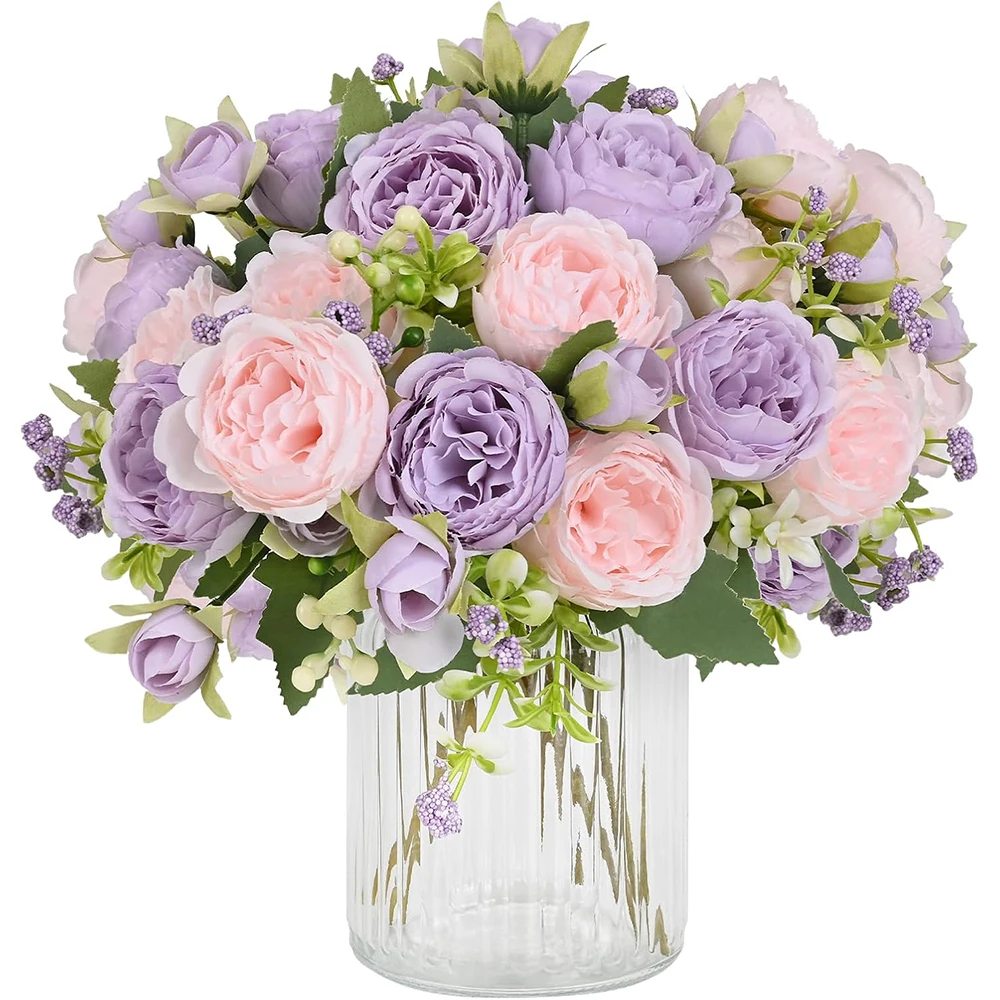 2er-Pack Seiden-Pfingstrosen Künstliche Rosa Hybrid-Pfingstrosen Tischdekoration Hochzeit Party Heim-Deko Künstliche Pfingstrosen-Sträuße zur Dekoration – Detail 10