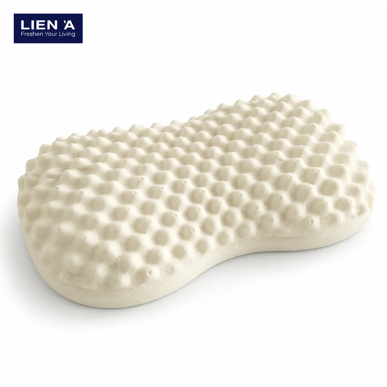 LIEN'A 3D Wave Natural Latex Pillow Massage Particle Beauty Pillow Ergonomic Cervical Neck Support Contour Pillow for Sleep