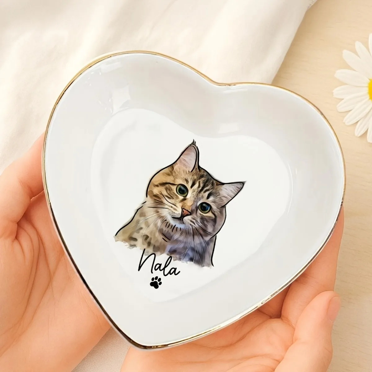 Custom Pet Portrait Ceramic Decor Plate, Personalized Gift