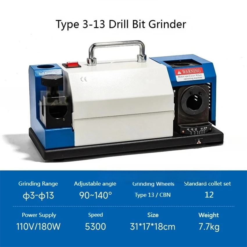 90-140° Angle Adjustme 3-13MM Twist Drill Grinder Desktop Drill Grinder Automatic Small Knife Grinder Drill Special Tool