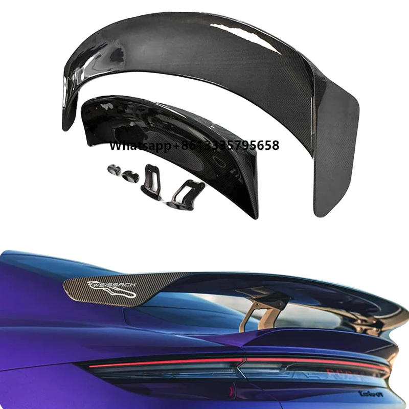 Auto-Refit-Teile für Taycan Weissach Style Dry Carbon Fiber Rear GT Spoiler Rear Wing für Porshce Taycan Sedan Body Kit