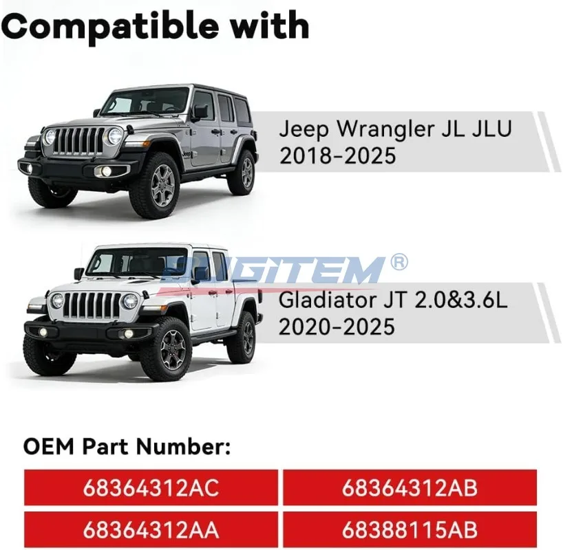 Black Aluminium Front Coolant Reservoir Expansion Tank 68364312AC 68364312AB For 2018 Wrangler JL JLU 2020 Gladiator JT 2.0&3.6L