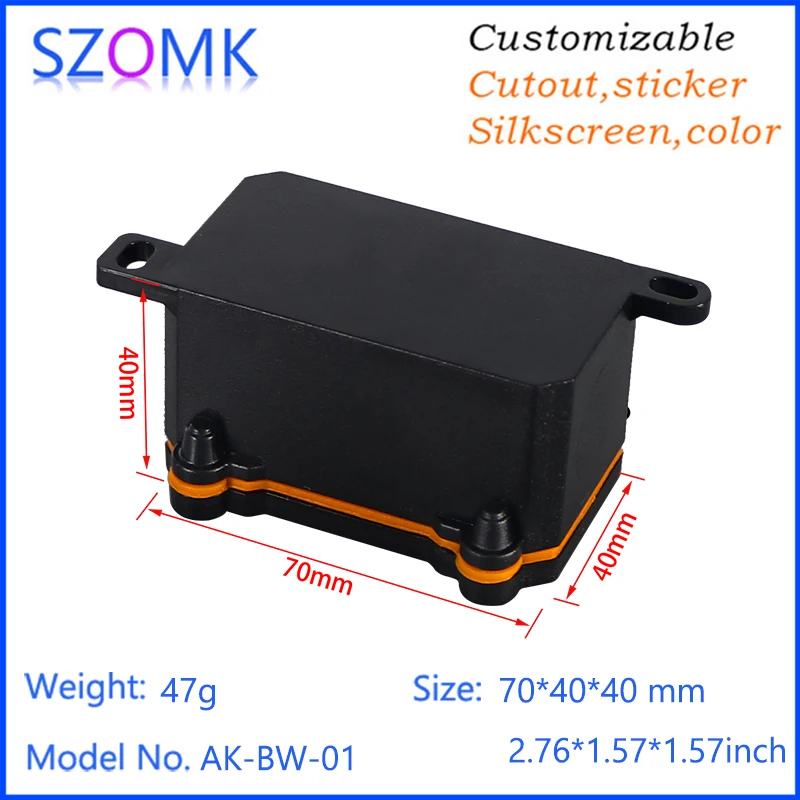 SZOMK AK-BW-01 70*40*40mm Customized Outdoor Pc Flame Retardant Ip68 Electronic Waterproof Plastic Enclosures Case