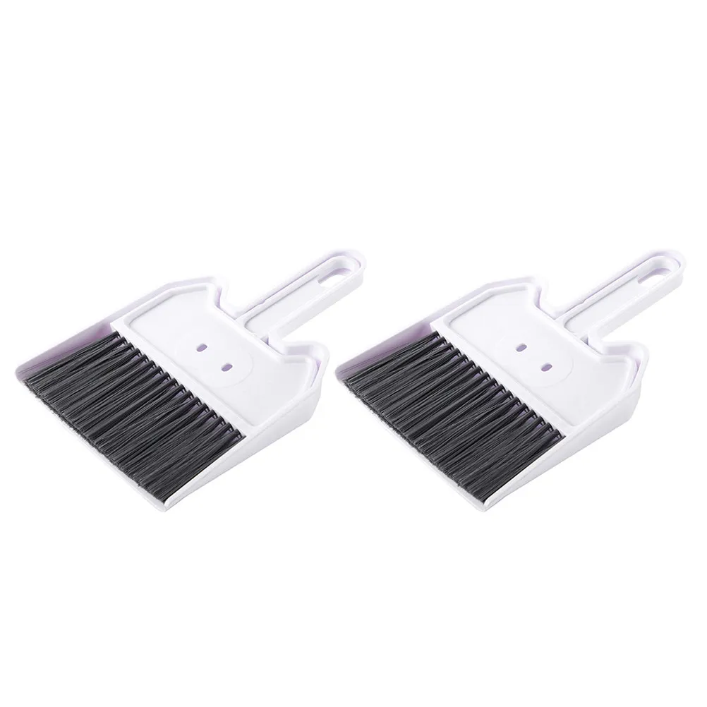 2Sets Mini Broom Dustpan Keyboard Cleaning Brush Plastic Compact Desktop Crumbs Dust Remover Cleaner Mini Broom and Dustpan