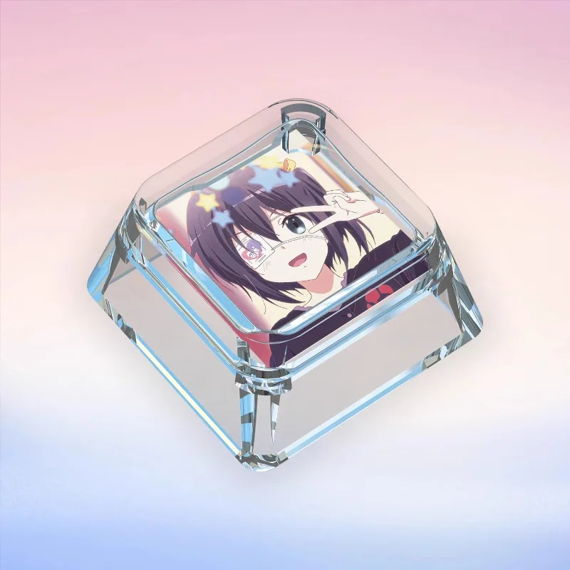 Takanashi Rikka Keycaps Anime Custom Artisan Cute Cartoon Point Keyboard Caps Transparent Gaming Mechanical Keyboard Keycap Gift