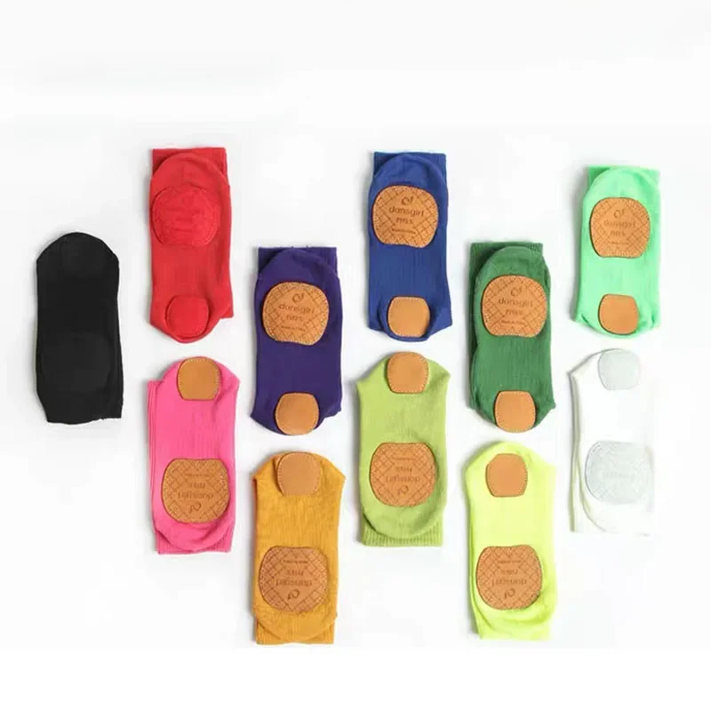 Meias de dança profissional algodão mid-tube inferior moderna meia de dança antiderrapante silicone indoor fitness meias chão dança esporte