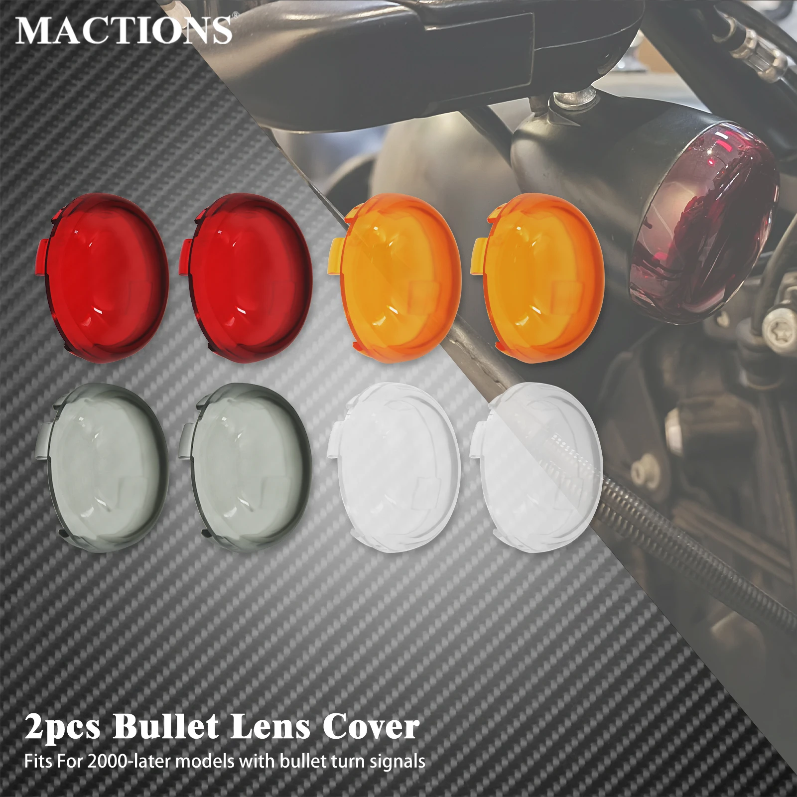 

Motorcycle Front Rear Lights Lens Cover 2PCS Turn Signal Bullet Indicator Caps For Harley Sportster XL Touring FLHR Softail Dyna