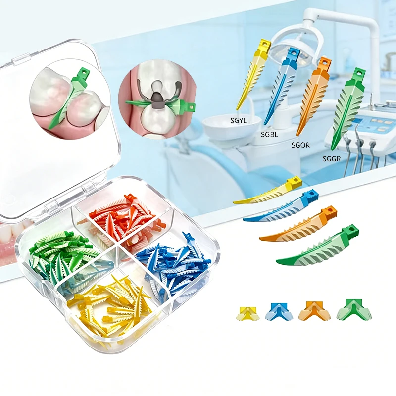 Dental Interdental Wedges Kit Dental Matrix Autoclaved Composite Wedges Silicone 100Pc Dental Silicone Adaptive Dentist Material