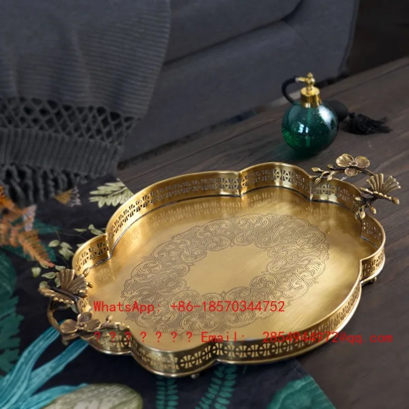 European Hand-carved Large Tray Luxury Craft Fruit Tray Tea Tray