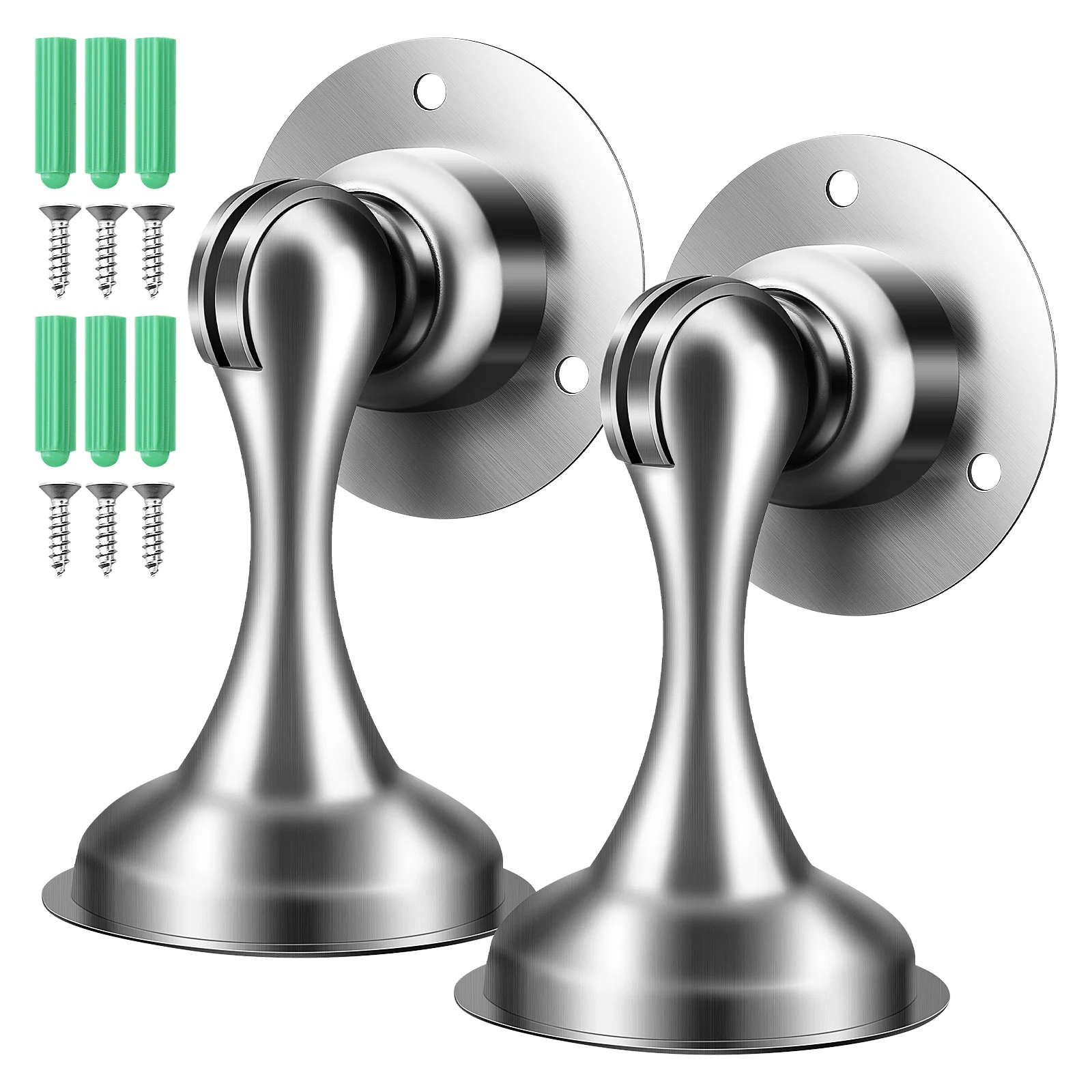 

2 Pcs Magnetic Door Stopper Silver Stainless Steel Sliding Indoors Decorative Non Drilling Wall Protection Door Catch Holder