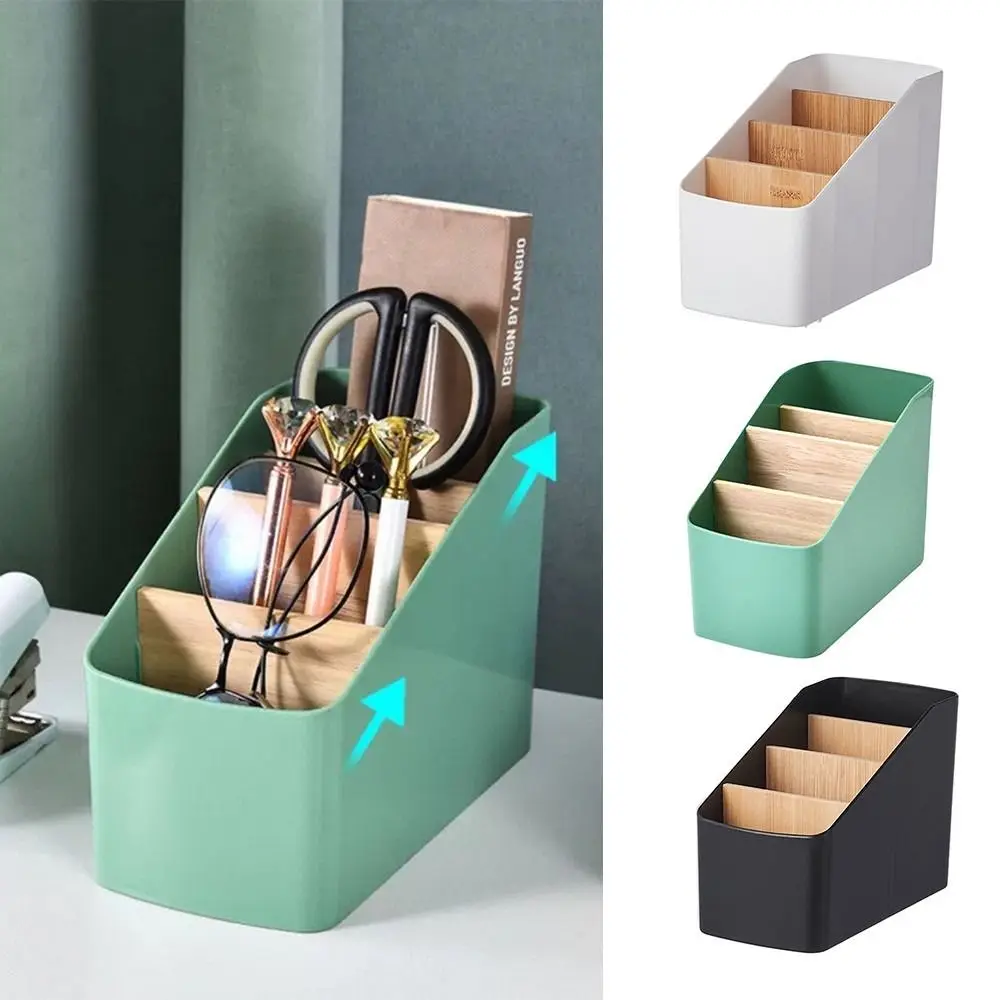 Durable 4 Grids Remote Controller Storage Box Cosmetic Storage Plastic Living Room Organizer Multifunction Desktop Storage Box