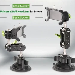 Universal Ball Head Arm for Phone Metal Phone Clamp Holder in Car Ball Head Bracket Suction Cup Mount 360 Rotate Stand Dropship