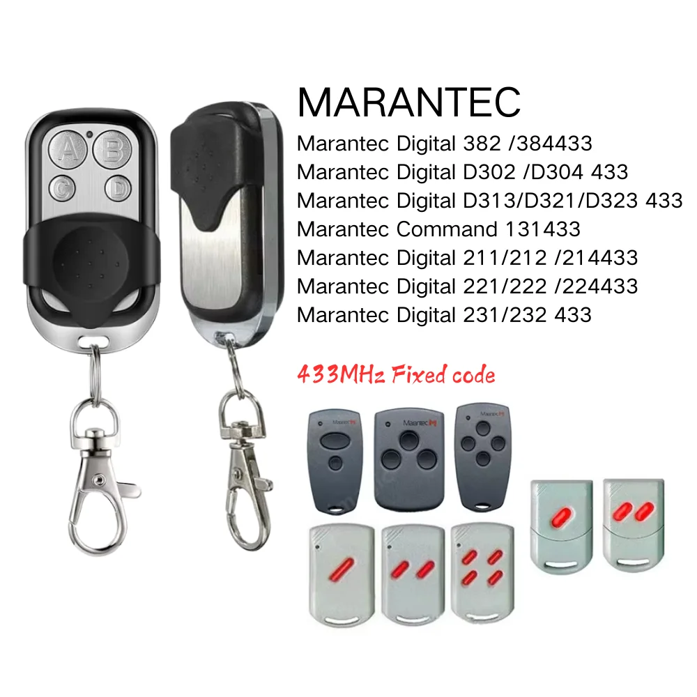 Afstandsbediening 433,92 MHz Kloon MARANTEC Digital 382 384 D302 D304 D313 D321 211 212 214 433 MHz Vaste code garagepoortbediening