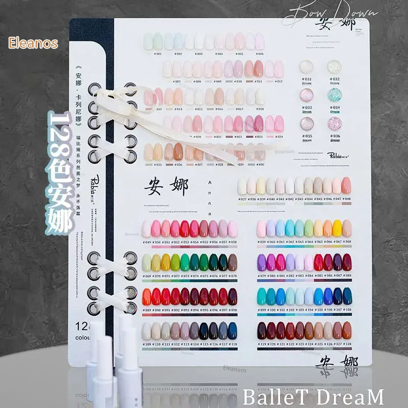 Lemcco 128 Kolorów Zestaw Żelu do Paznokci Soak Off UV LED z Kolorowym Arkuszem, Zestaw Żelowych Lakierów do Salonu Paznokci, Żel do Paznokci 15ml