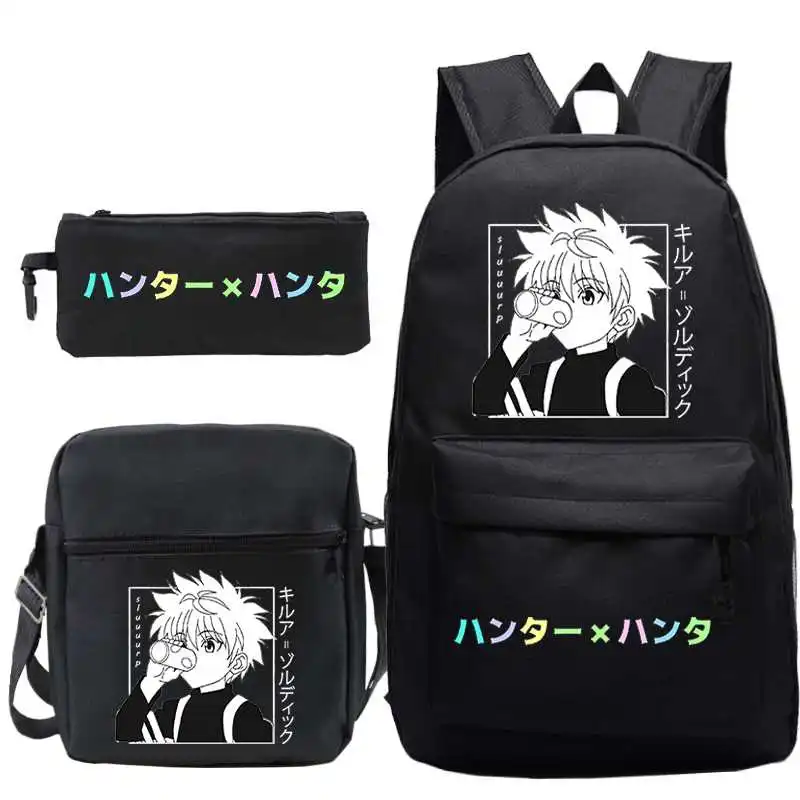 

Janpanese Anime Hunter X Hunter Killua School Bag 3 Sets Children Cartoon Backpack Students Bookbag Travel Bags Boy Girl Mochila