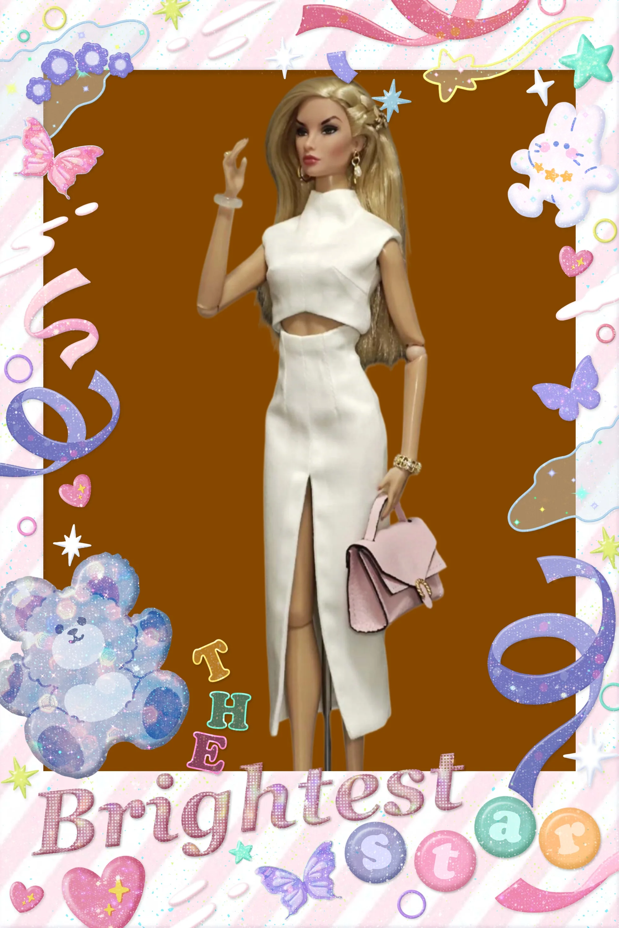 

【Clothing Only】Handmade 1/6 Scale High Neck Sleeveless Top Elegant Slit Long Skirt Set Fit IT PP FR2 ST Supermodel Body Model