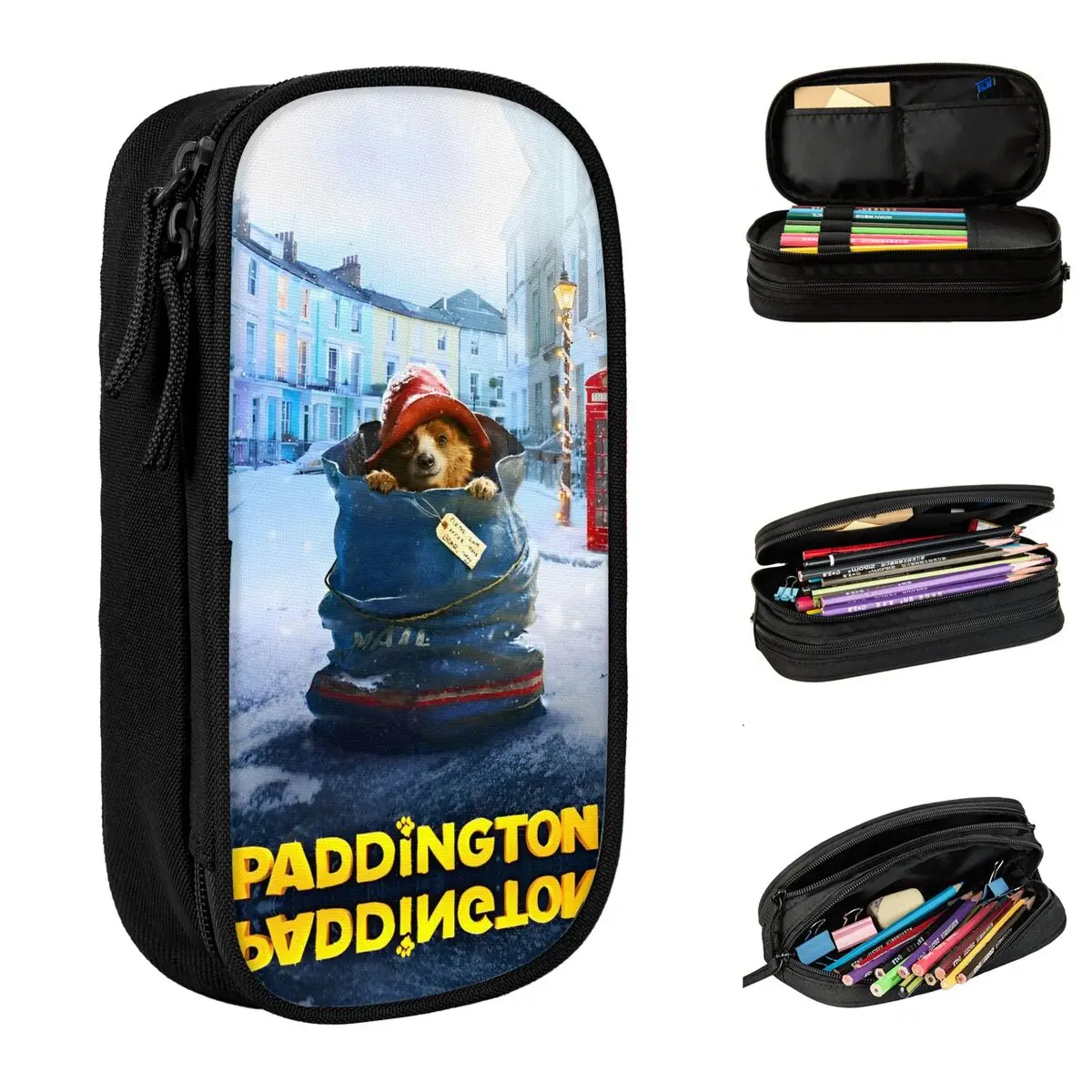 Estuche para lápices de oso marrón Paddington de Gran Bretaña, caja para lápices de dibujos animados, bolsas de gran capacidad, accesorios de suministros escolares