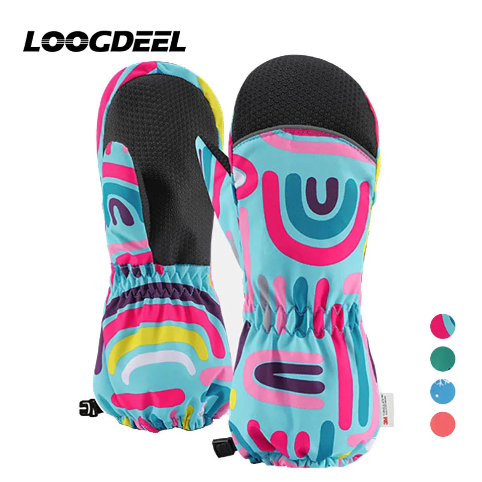 LOOGDEEL Winter Children Warmth Skiing Gloves Waterproof Windproof Touch Screen Kid Cycling Bicycle Snowboard Ski Sport Mittens