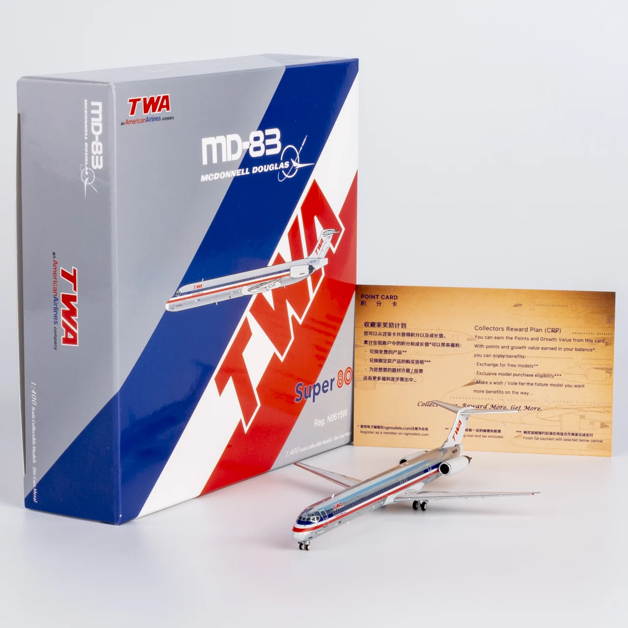 

83011 Alloy Collectible Plane Gift NG Model 1:400 Trans World Airline MCDONNELL Douglas MD-83 Diecast Aircraft Jet Model N9615W
