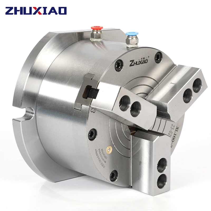 Vertical 10 inch pneumatic solid chuck 3 Jaw for milling machines to drill through tapping machine tables can not rotating