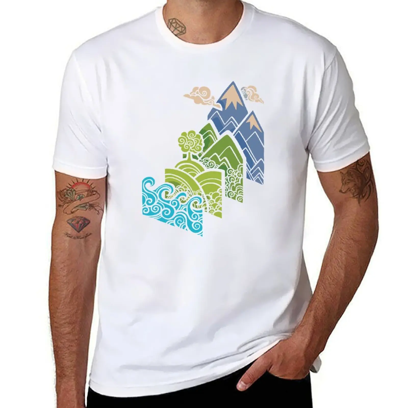 

How to Build a Landscape : Blue T-Shirt t shirts for man pack white man t shirt summer T-Shirt