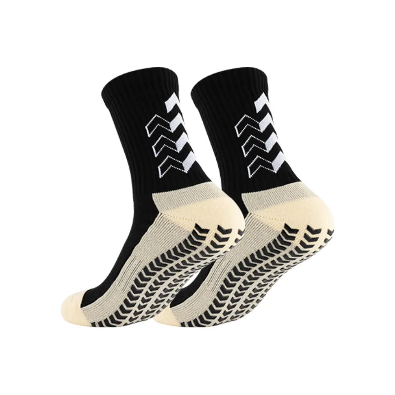 

1 пара футбольных носков средней длины с утолщенной махровой подошвой, клейким покрытием для предотвращения скольжения, износостойкие, удобные и дышащие.