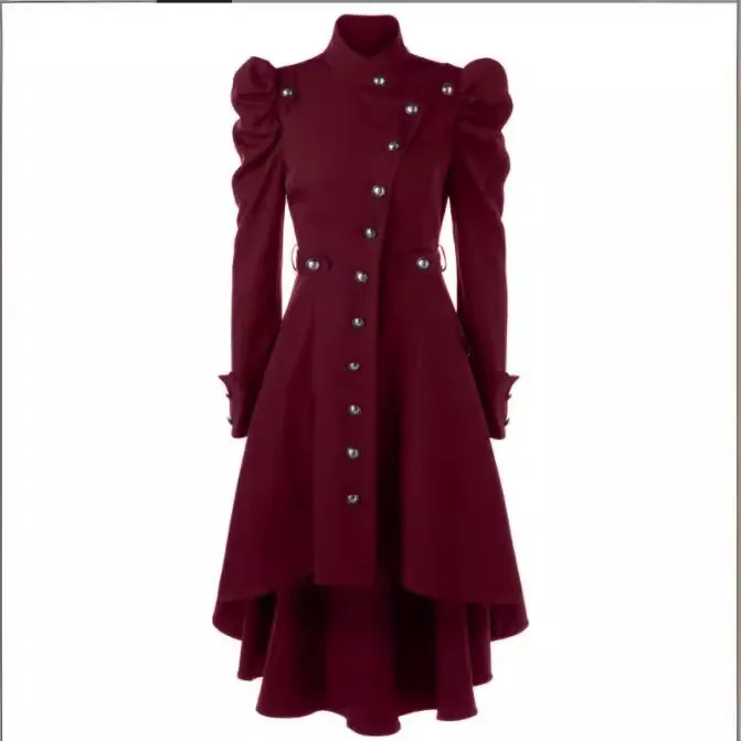 Windbreaker Stand-up Collar Slim British Style Medium And Long Women's Coat