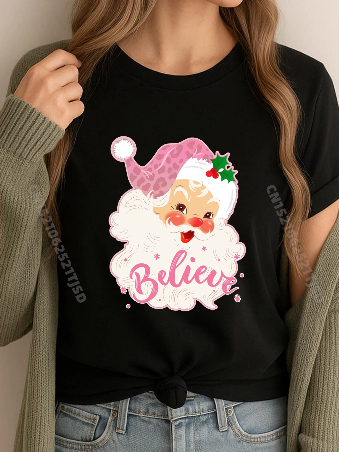 

Винтажные розовые розовые пижамы Санта-Клауса, розовые рождественские пижамы Xma, футболки для женщин, мужская одежда, футболки, подарок