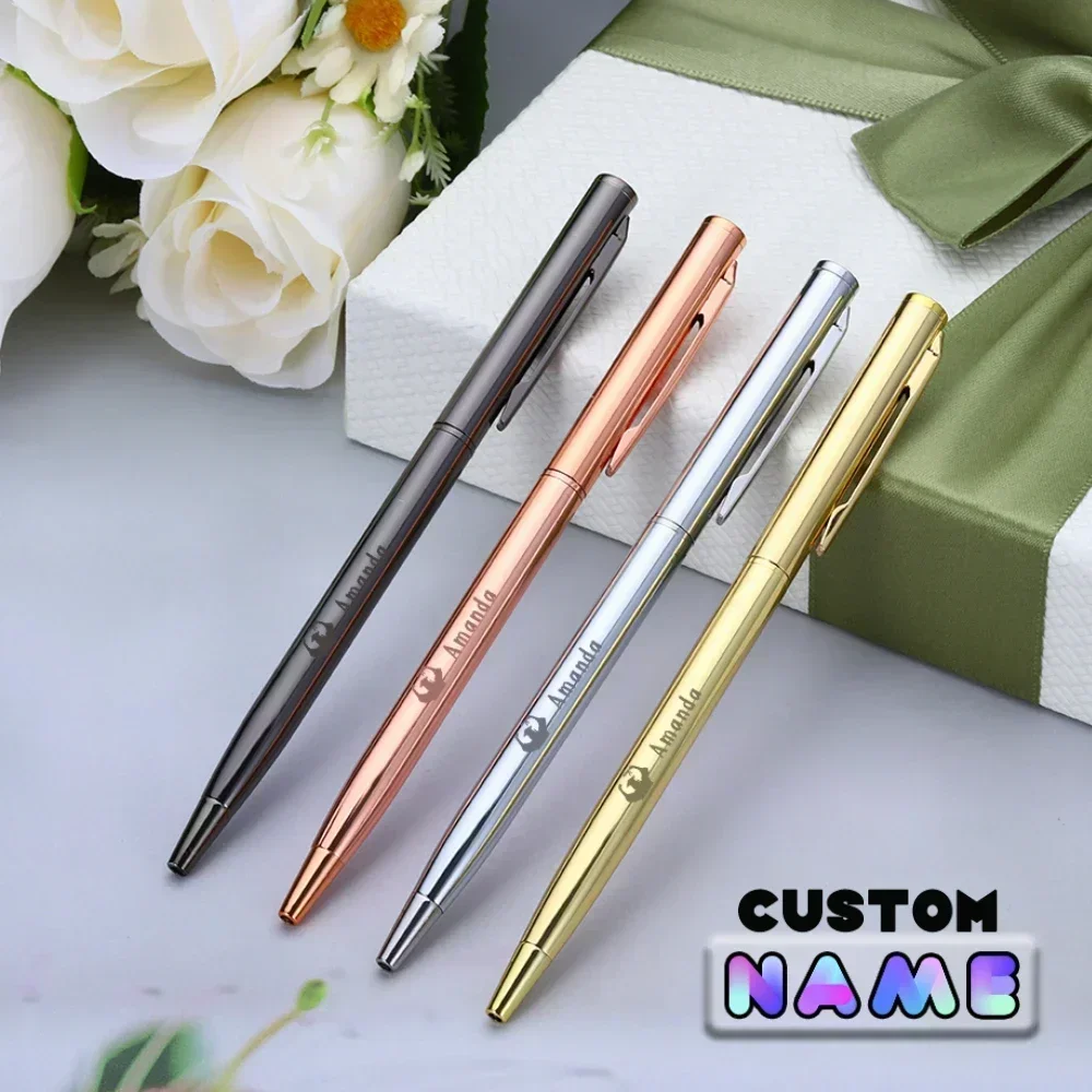 Custom Name Metal Pen Graduation Gift Advertising Ballpoint Pen Signature Pen Personalized School Office Supplies Wholesale