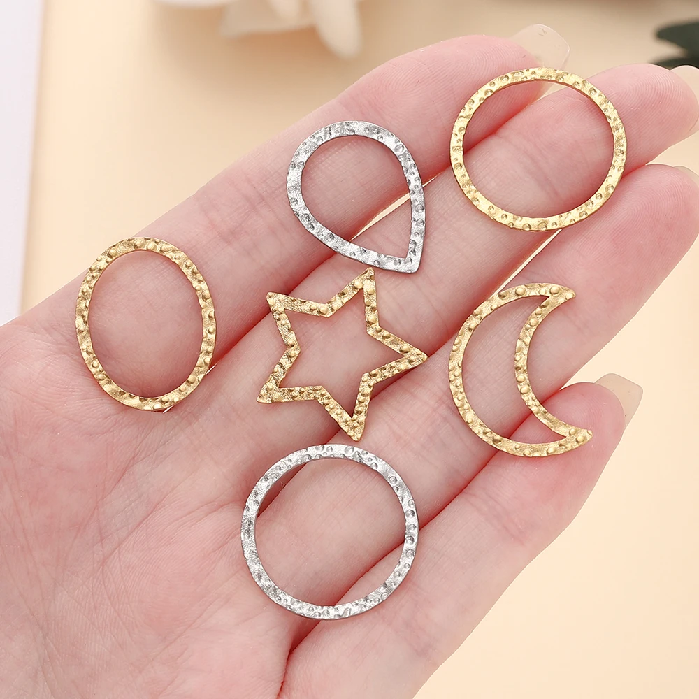 

6pcs/lot Stainless Steel Hollow Geometric Heart Star Bezel Frame Embossed Pendant DIY Earring Necklace Jewelry Making Findings