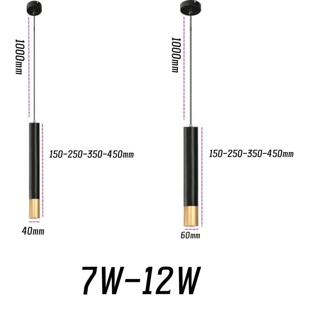 Lámpara LED colgante de barril largo, foco COB de 7W, antideslumbrante, regulable, para restaurante, bar, pequeña sala de estar, pared, Hotel,