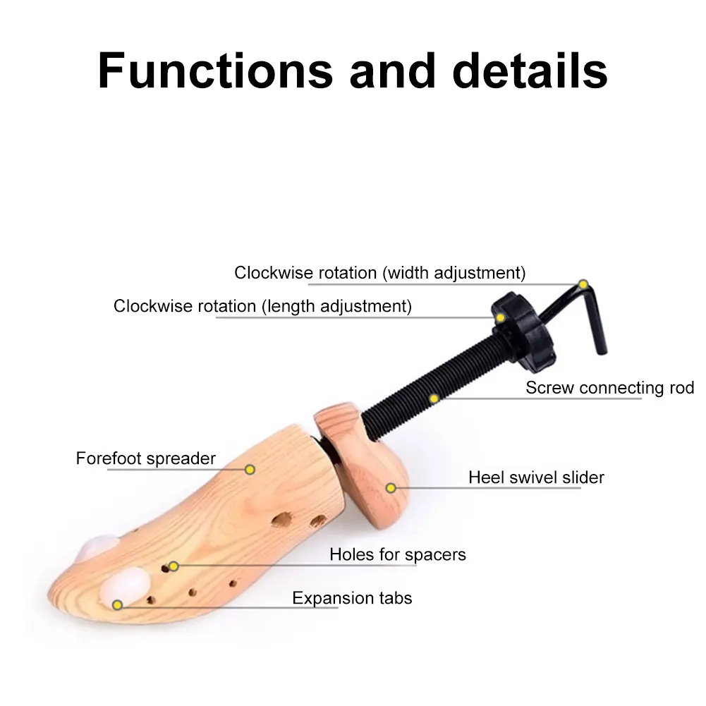 1Pc Shoe Stretcher Adjustable Women and Men\'s Shoe Widener Wooden Expander for Wide Feet Bunions Calluses Wooden Shoe Stretcher