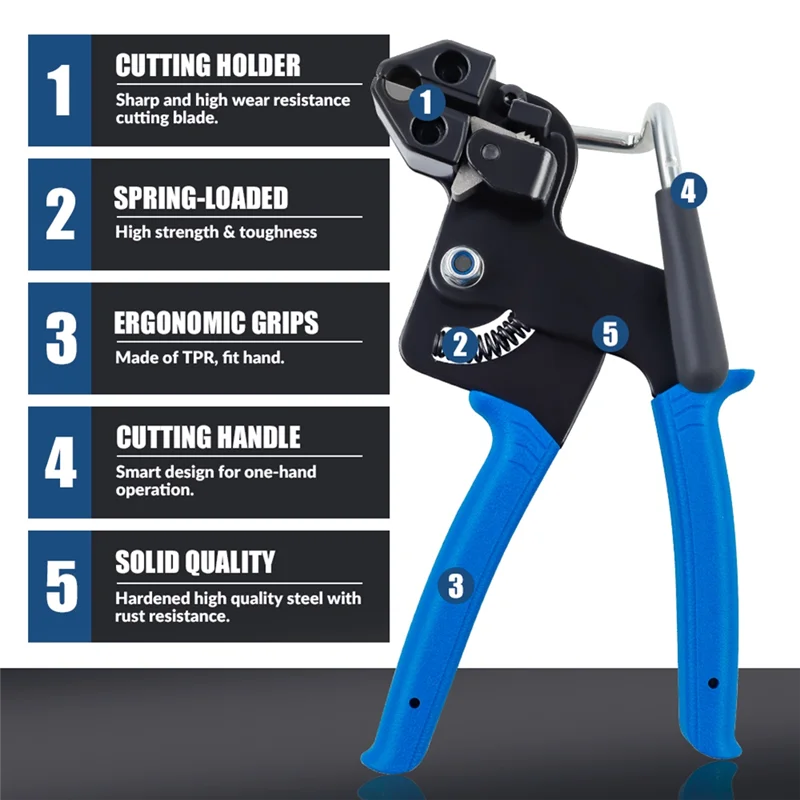ABUG-Cutting And Bundling Manual Cable Tie Pliers Stainless Steel With 150 Ties Household Tool Kit