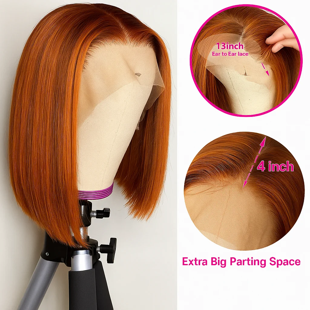 

# 4/350 Обновление Длинные Шелковистые Прямые Рыжие Смешанные Коричневые Мелированные Парики Человеческие Волосы Необработанные Бриллианты 5x5 Омбер Кружевные Передние Бесклеевые Парики