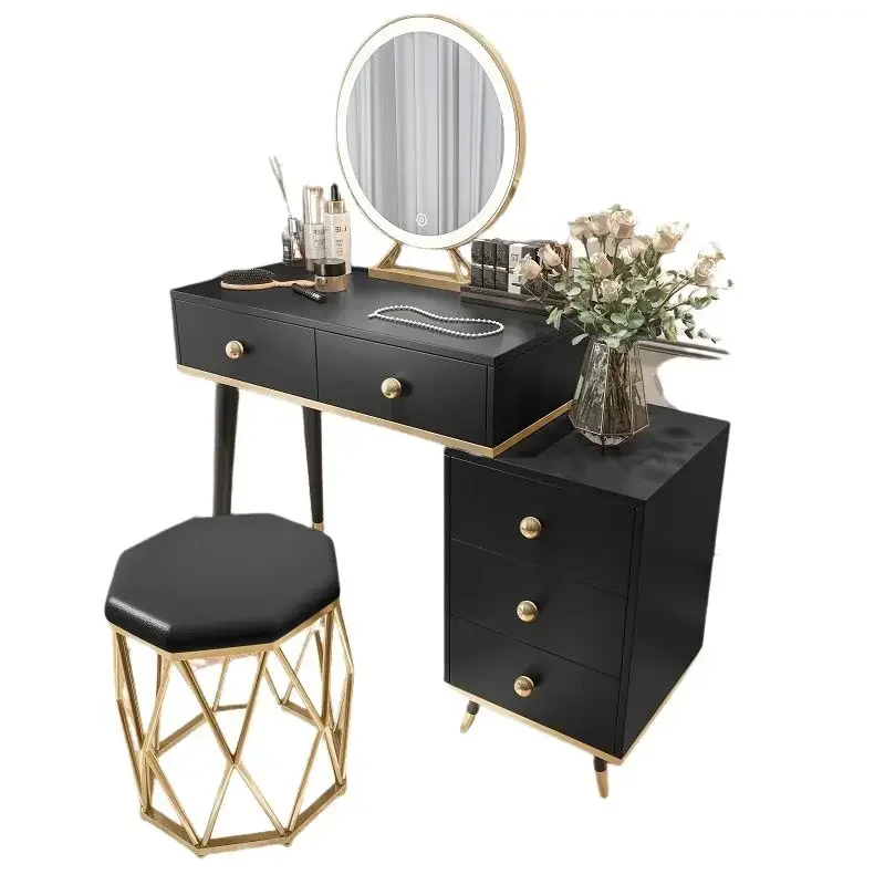 Small Apartment Dressing Table Black Nordic Makeup Desk Bedroom Furniture Modern Minimalist Tocador Maquillaje Household Items