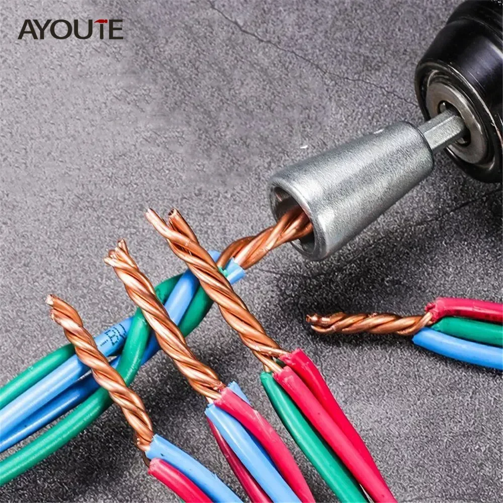 AYOUTE Wire Stripping Twisting Tool Steel Wire Twister Connector 6mm Hex Shank Electric Drill Driver Cable Peeling Twister