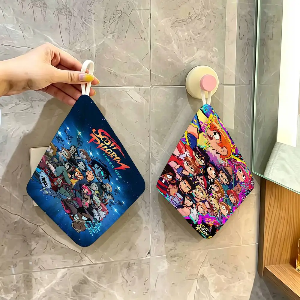 S-Scott Pilgrim vs the World  Hanging Kitchen Towel, Polyester Cotton Material, Wear Resistant Hand Wiping Towel for Home