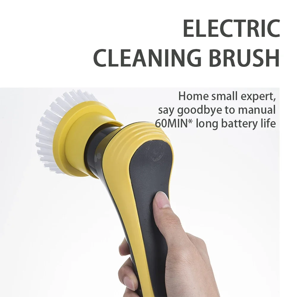 Cleaning brush bathroom floor electric cleaning brush  wireless adjustable brush Six piece set