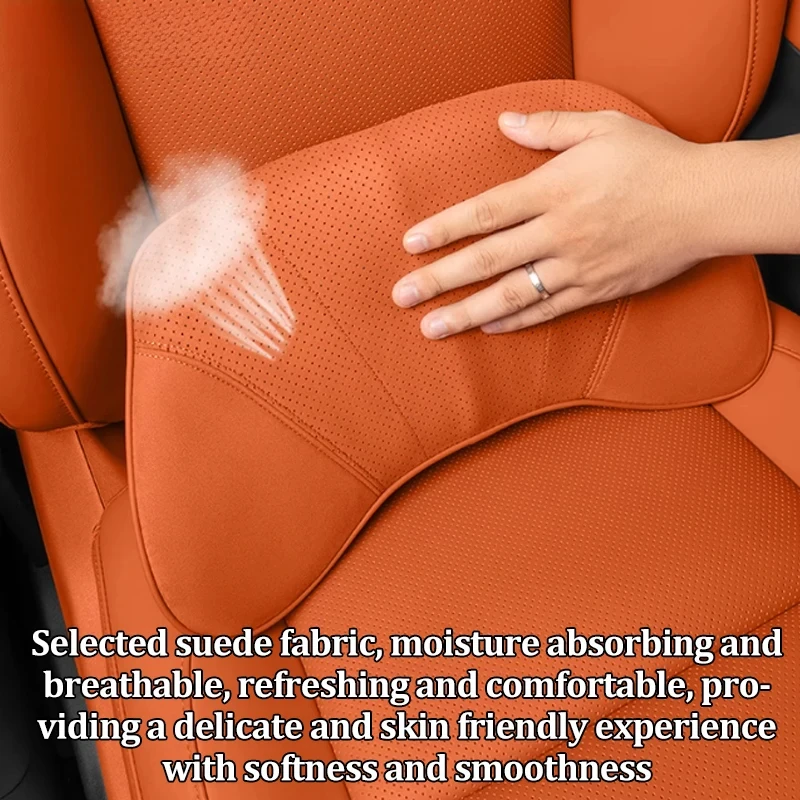 يصلح ل Lixiang L6 L7 L8 L9 لوازم تزيين السيارة الجلد المدبوغ رغوة الذاكرة كرسي داعم للفقرات القطنية مقعد تنفس وسادة قطني #5