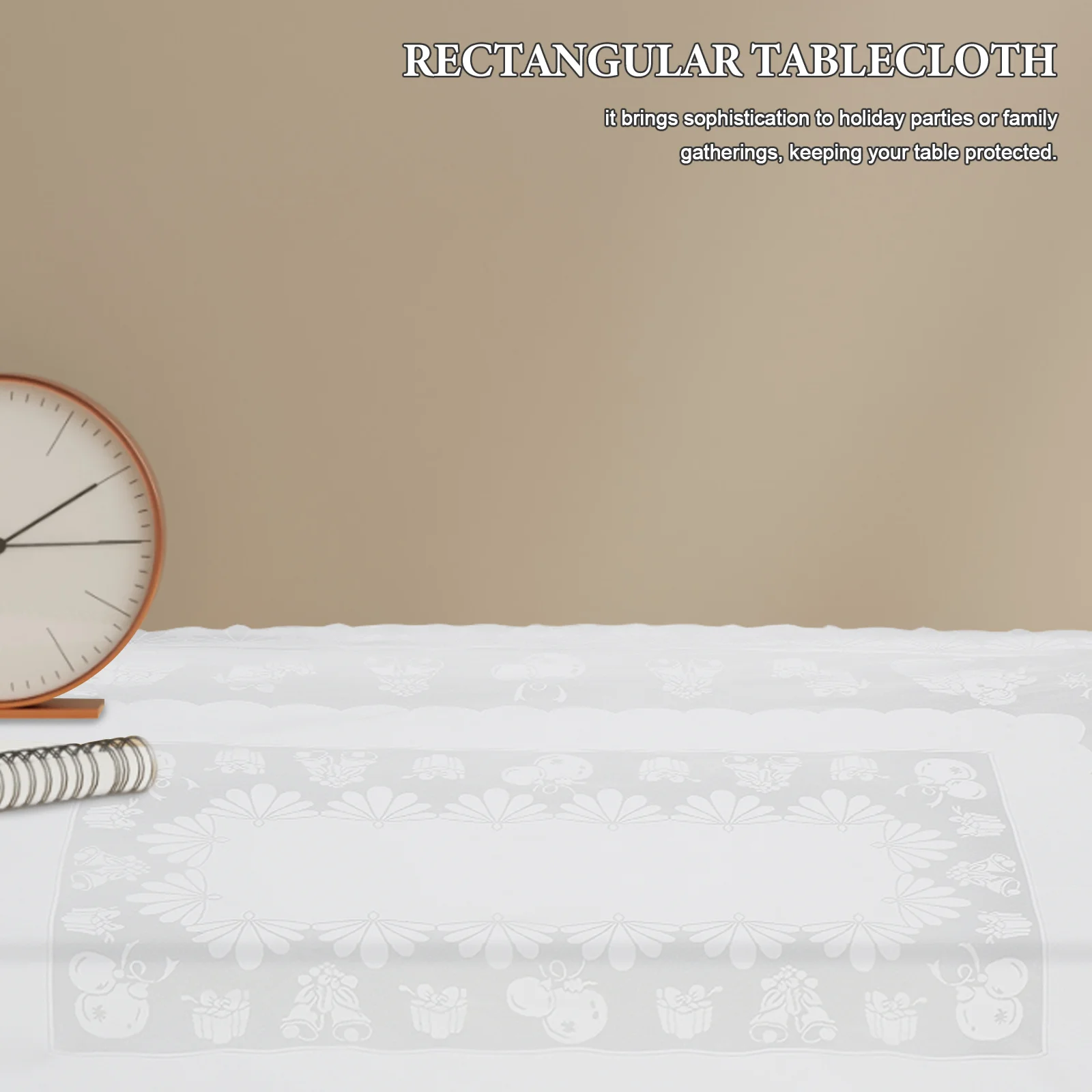 

White Lace Christmas Tablecloth Rectangle 140x220 Cm Polyester Table Cover Elegant Holiday Dinner Table Overlay