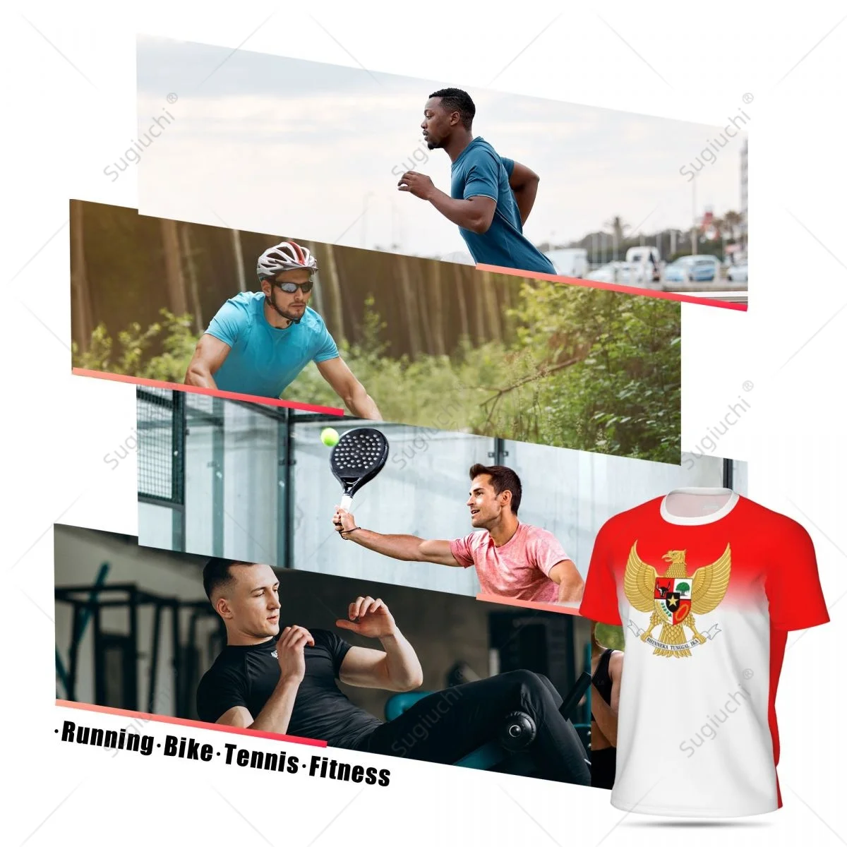 Sports Mesh T-shirt Indonesia Flag For Running Bike Soccer Tennis Football Fitness Tees 3D Printed Custom