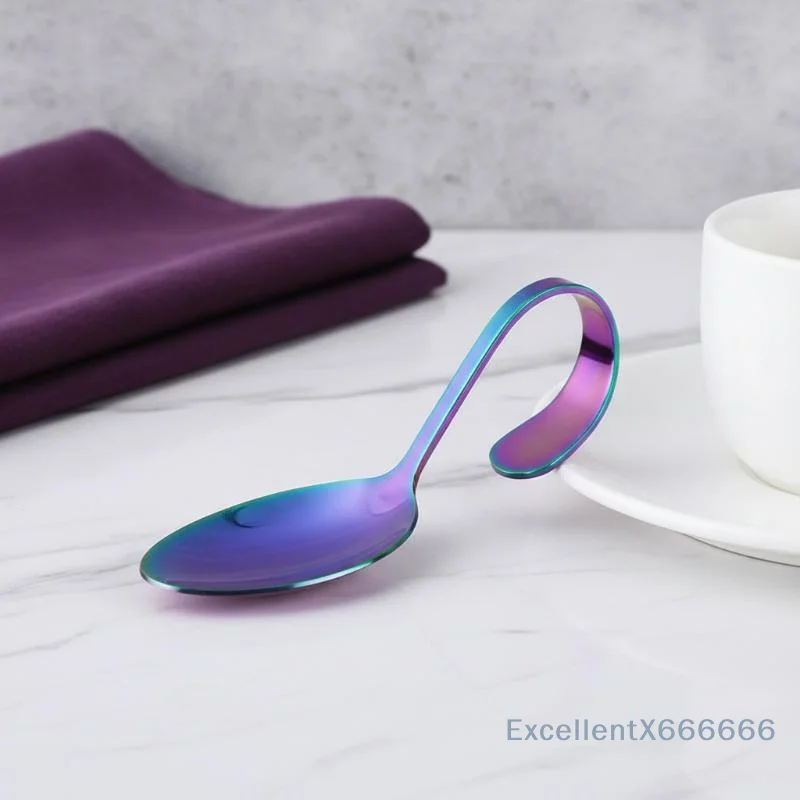 Unusual Bend Spoon Rustproof Metal Hanging Cup Coffee Dessert Teaspoon For Expert Cooks And Domestic Users