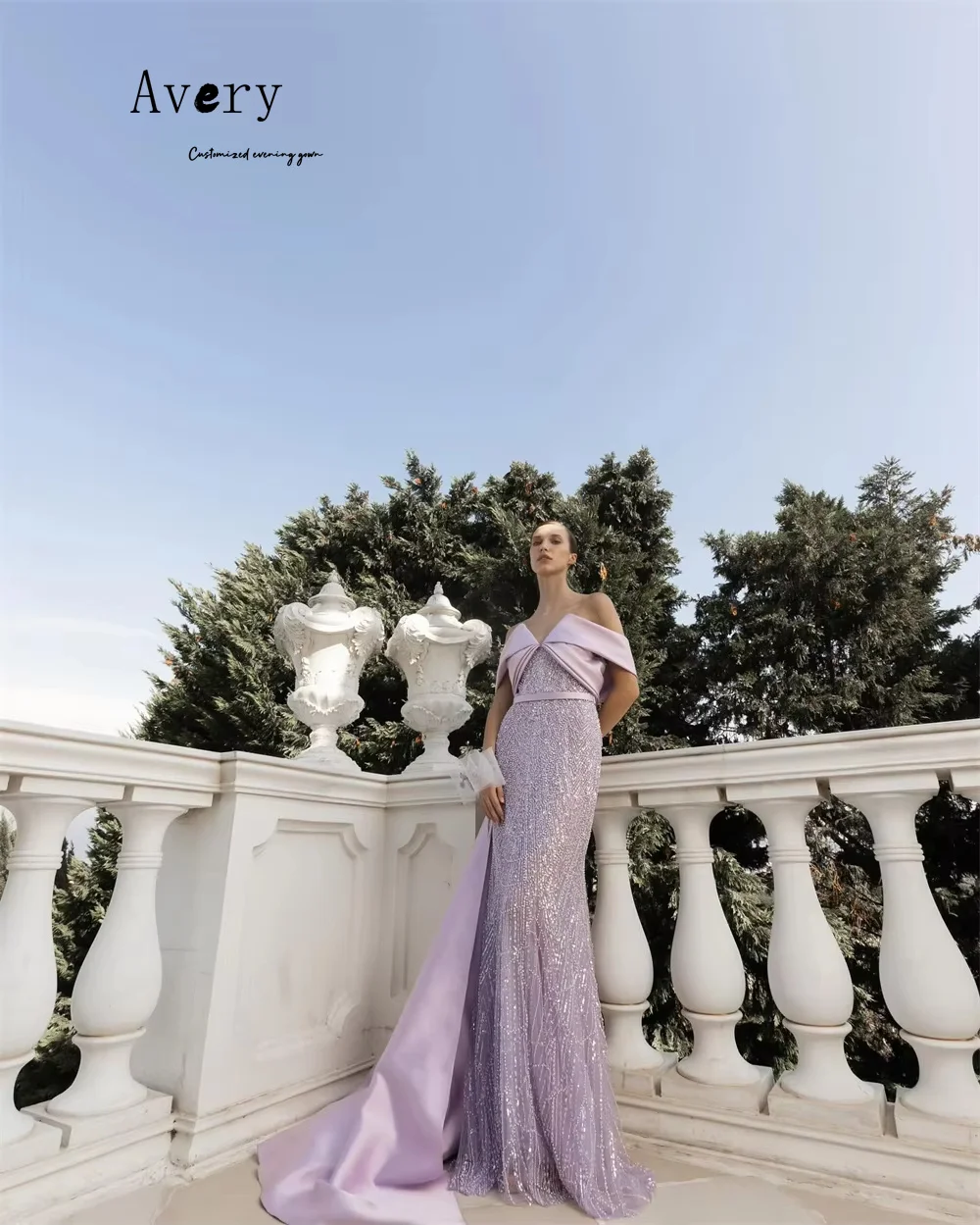 Avery personalizzato viola coda di pesce con perline spalle scoperte abiti da festa eleganti di lusso per matrimonio donna abito da sera da donna lussuoso