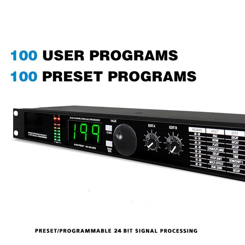 

GAX-4II 110-220V 24Bit Professional Digital Reverb DSP Processor Digital Equalizer with 200 Programs