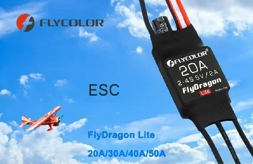 

FLYCOLOR Flydragon Lite 1 шт. 20A/30A/40A/50A 5V BEC 2-4S Надежный бесщеточный ESC для радиоуправляемых самолетов, FPV дронов и БПЛА с фиксированным крылом