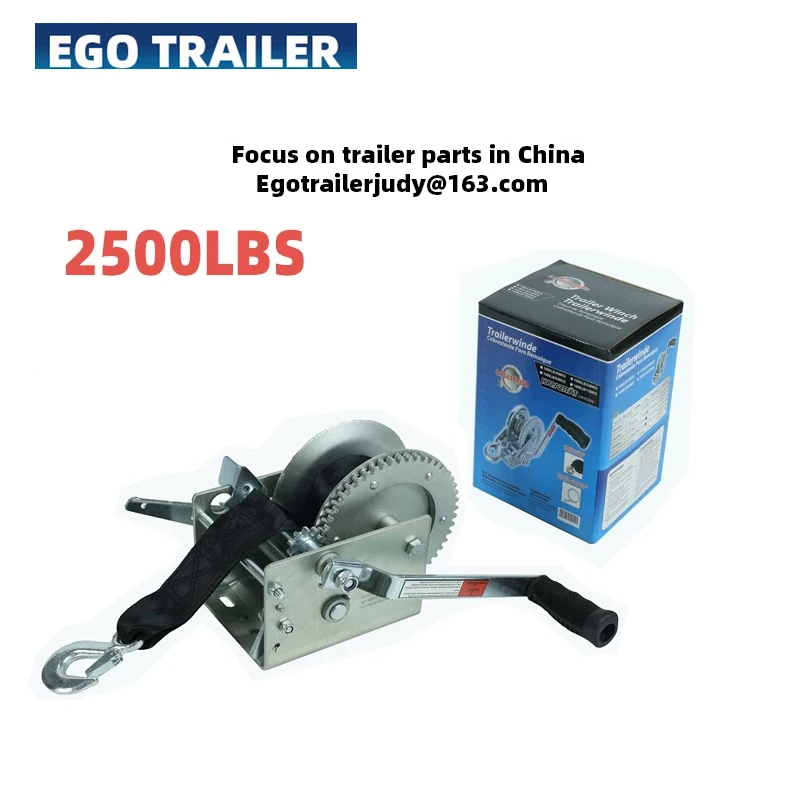 EgoTrailer Top quality Hand Winch 2500bs/1125KGS  7.3 m Webbing Strap Car Boat Trailer winch