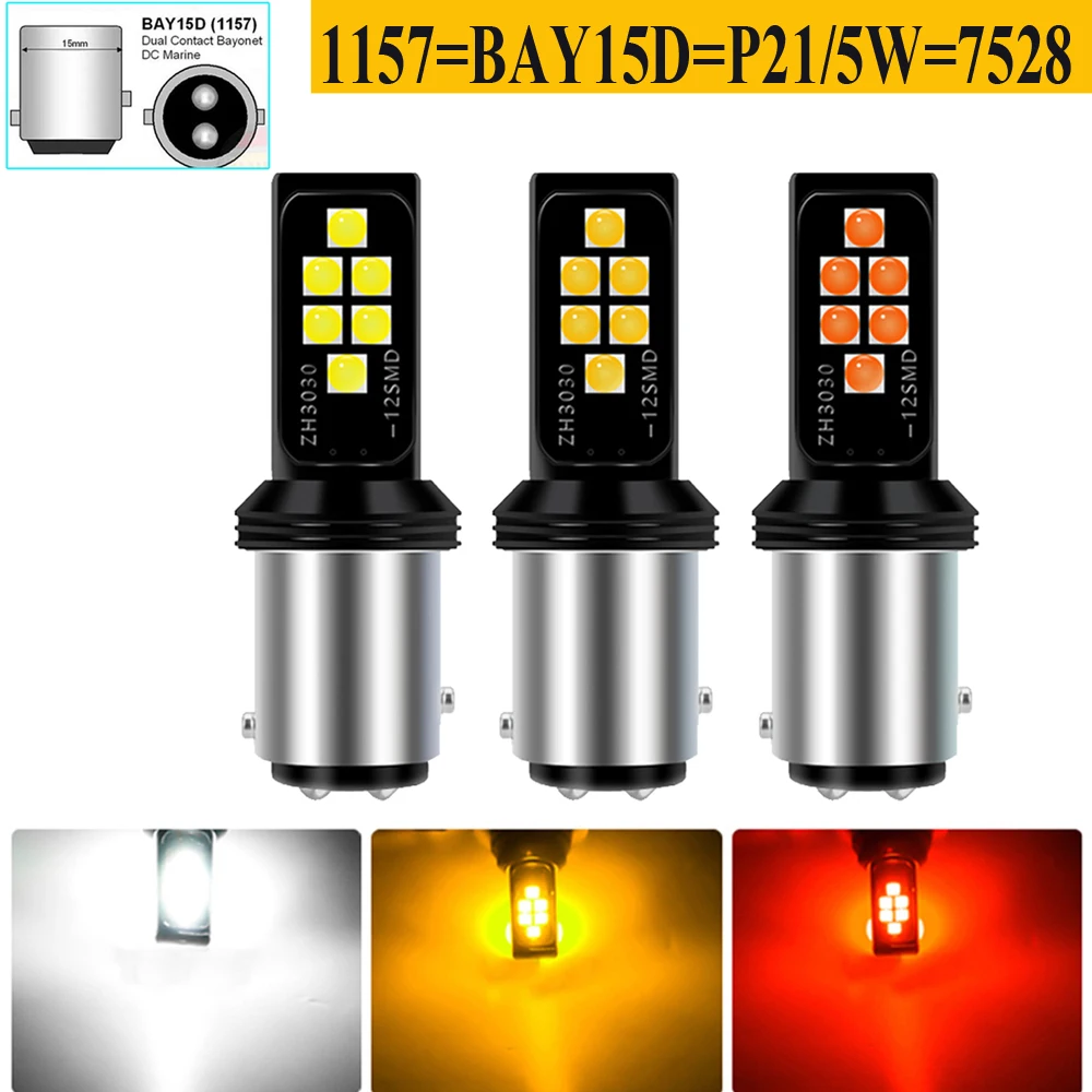 2 stücke 1157 P21/5W BAY15D 7528 Led Bremslicht Rücklicht Birne Moto Stop Blinker Lampe auto Tagfahrlicht Rot Weiß Bernstein 12V