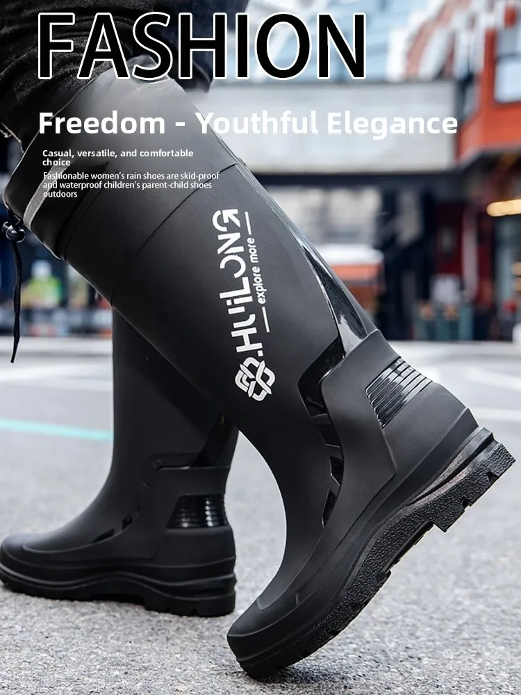 

Thiened High-Tube Men's Rain Boots Waterproof Outdoor Cam Fiing oes Anti-Snake Anti-Slip Long Tube Water Boots