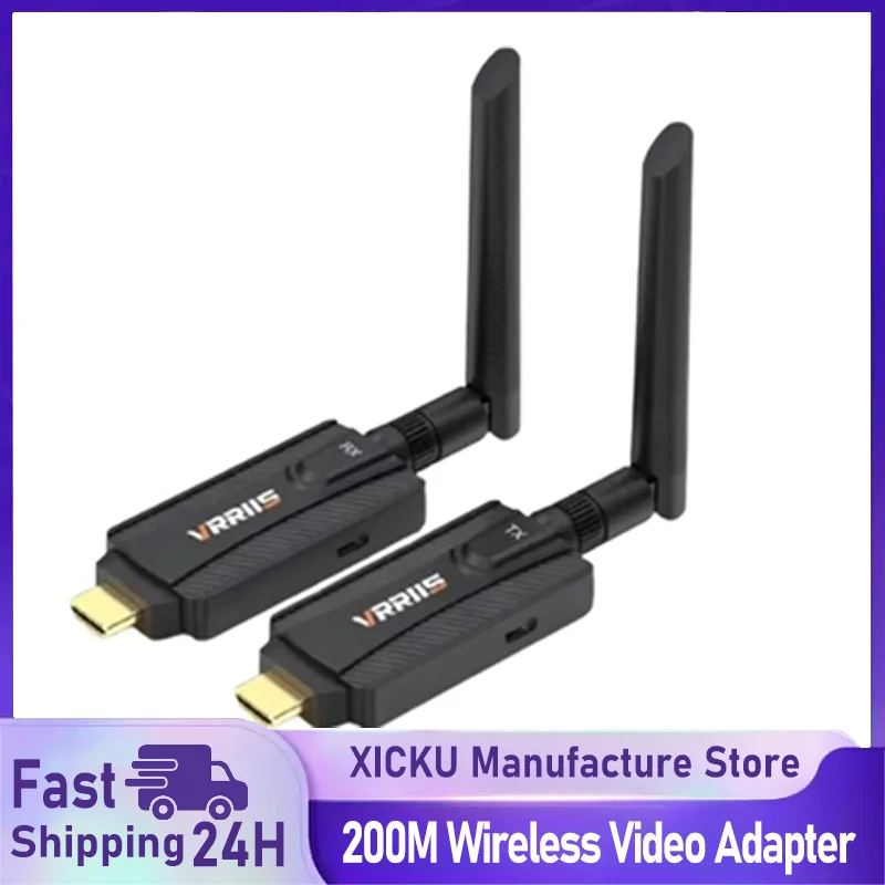 

200M Wireless Transmission Video Transmitter & Receiver HDMI-Compatible Extender Display Adapter Cable Screen Mirror for Camera