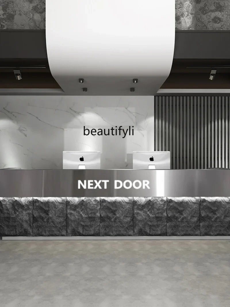 yh Industrial Style Bar Cashier Retro Rock Stone Bath Hall Gym Front Desk Company Reception Desk